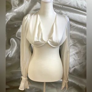 Princess Polly White Long Sleeve Bra Crop Top